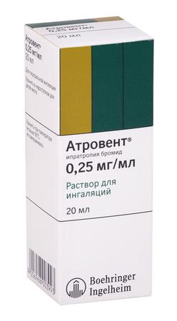 Фото Атровент, раствор для ингаляций 0.25 мг/мл, 20 мл