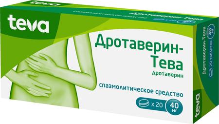 Фото Дротаверин-Тева, таблетки 40 мг, 20 шт.