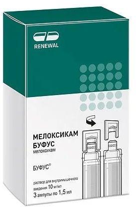 Фото Мелоксикам буфус (Реневал), раствор 10 мг/мл, ампулы 1.5 мл, 3 шт.