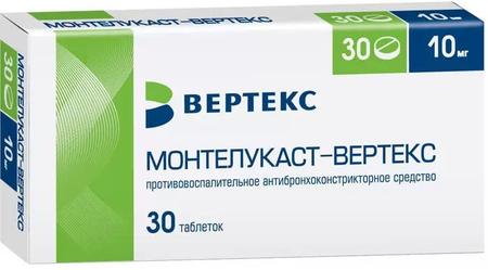 Фото Монтелукаст, таблетки покрыт. плен. об. 10 мг, 30 шт.