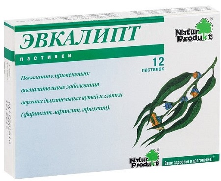 Фото Эвкалипт Натур Продукт, пастилки 2.5 г, 12 шт.