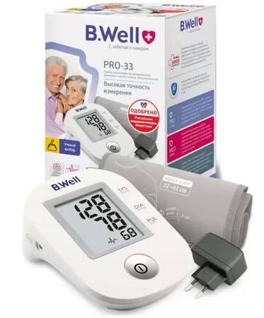 Фото Тонометр B.Well PRO-33 (размер M-L, 22-42 см) автоматический с адаптером