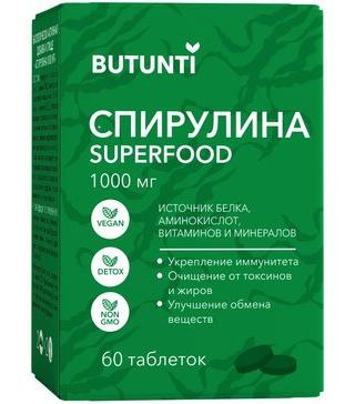 Фото Butunti Спирулина, таблетки 1000 мг, 60 шт.