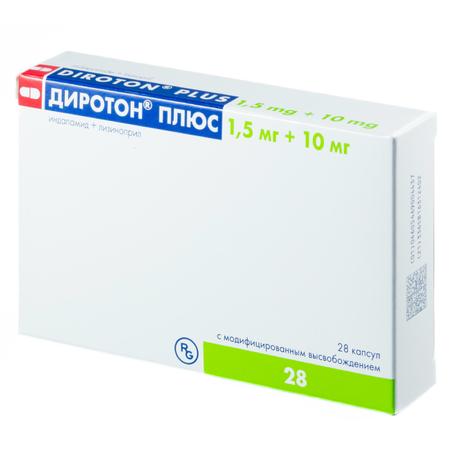 Фото Диротон Плюс, капсулы с модифицированным высвобождением 1.5 мг+10 мг, 28 шт.