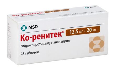 Фото Ко-ренитек, таблетки 12.5+20мг, 28 шт.