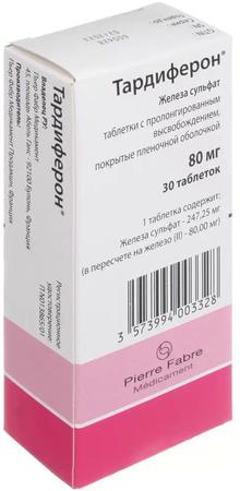 Фото Тардиферон, таблетки пролонг. покрыт. плен. об. 80 мг, 30 шт.