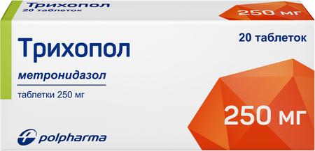 Фото Трихопол, таблетки 250 мг, 20 шт.