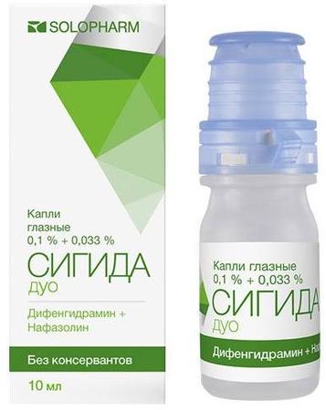 Фото Сигида Дуо, капли глазные 0.1%+0.033%, 10 мл