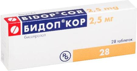 Фото Бидоп Кор, таблетки 2.5 мг, 28 шт.