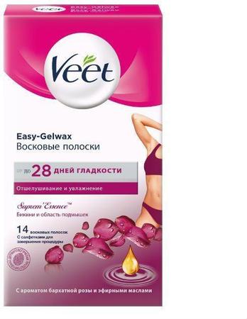 Фото Полоски восковые Veet Suprem Essence для депиляции, с ароматом розы и маслами, 14 шт.