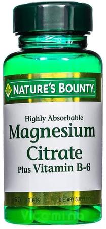 Фото Nature'S Bounty Цитрат магния с витамином В6, таблетки, 60 шт.
