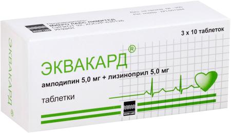 Фото Эквакард, таблетки 5 мг+5 мг, 30 шт.