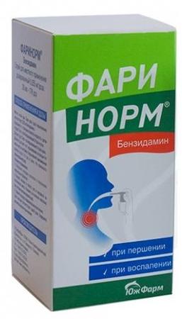 Фото Фаринорм Бензидамин Форте, спрей 0.51 мг/доза, 15 мл