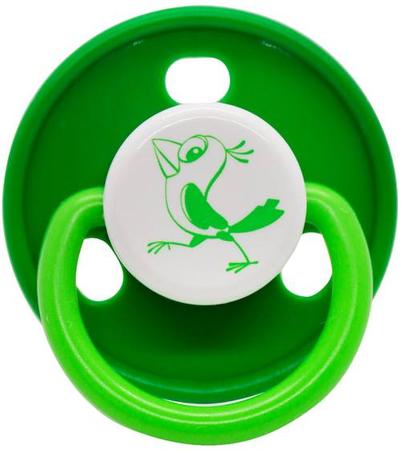 Фото Соска-пустышка Мама Тама Зеленый Галчонок анатомическая силиконовая, 0-6 месяцев