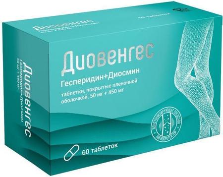 Фото Диовенгес, таблетки покрыт. плен. об. 50 мг+450 мг, 60 шт.