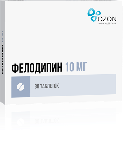 Фото Фелодипин, таблетки пролонг. покрыт. плен. об. 10 мг, 30 шт.