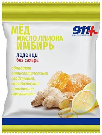 Фото 911 леденцы б/сахара (мед/масло лимона/имбирь) 50 г х1