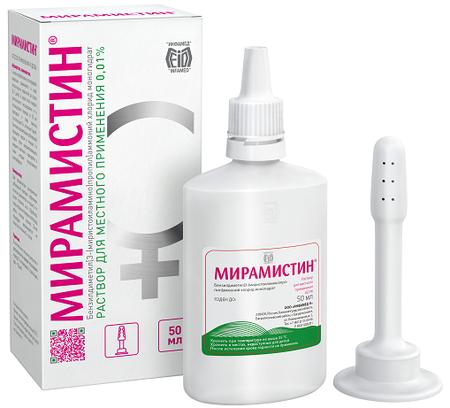 Фото Мирамистин, раствор для местного применения 0.01% (с гинекологической насадкой), 50 мл