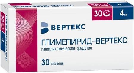 Фото Глимепирид-Вертекс, таблетки 4 мг, 30 шт.