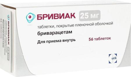 Фото Бривиак, таблетки покрыт. плен. об. 25 мг, 56 шт.