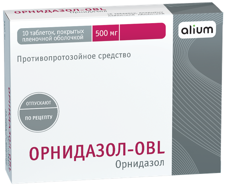 Фото Орнидазол-OBL, таблетки покрыт. плен. об. 500 мг, 10 шт