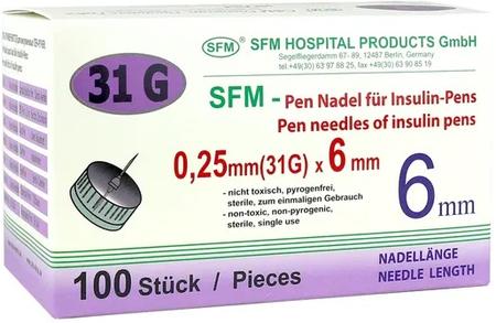 Фото SFM, игла для шприц-ручек 31G, 0.25 х 6 мм, 100 шт.