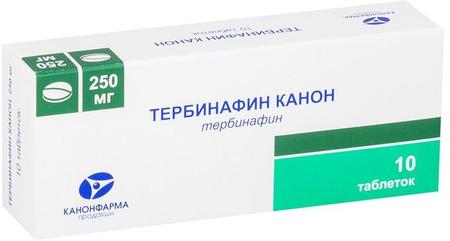 Фото Тербинафин Канон, таблетки 250 мг, 10 шт.