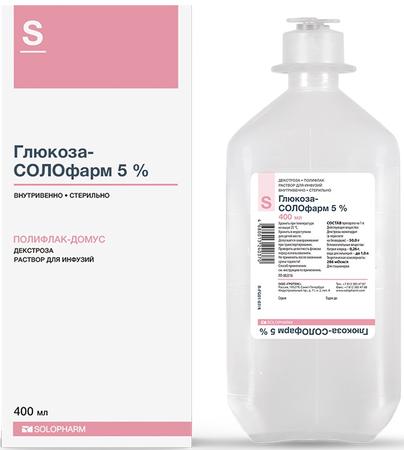 Фото Глюкоза, раствор 5%, 400 мл