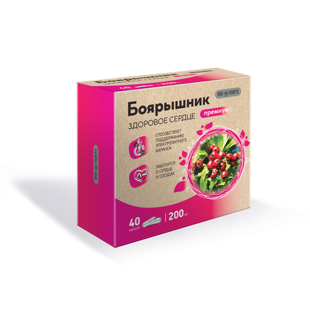 Фото Здоровое Сердце Боярышник Премиум BioForte, капсулы 472,9 мг, 40 шт.