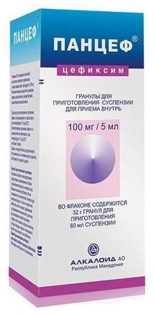 Фото Панцеф, гранулы 100 мг/5 мл, 60 мл