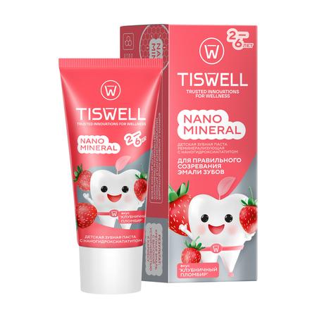 Фото TISWELL зубная паста для детей 2-6  реминерализирующая от кариеса с наногидроксиапатитом (клубничный пломбир) 60 г, 1 шт.