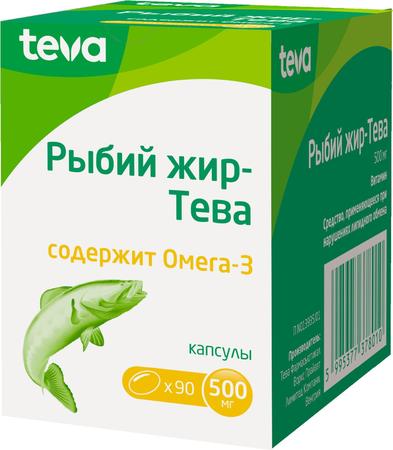 Фото Рыбий жир-Тева, капсулы 500 мг, 90 шт.