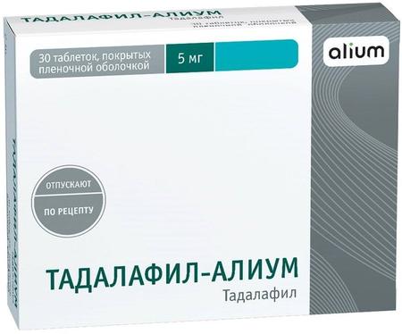 Фото Тадалафил-Алиум табл п/о плен 5 мг х30