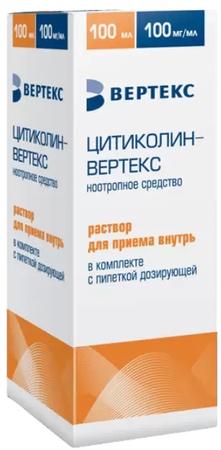 Фото Цитиколин-Вертекс р-р д/внут прим 100 мг/мл фл 100 мл х1