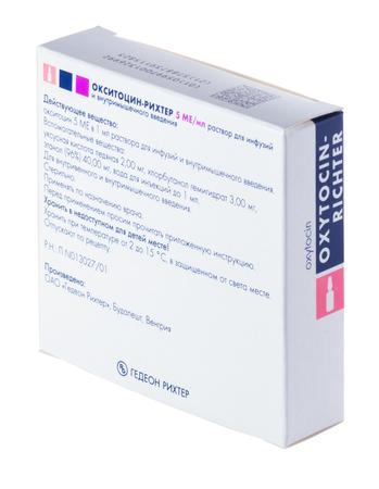 Фото Окситоцин-Рихтер, раствор 5 МЕ/мл, ампулы 1 мл, 5 шт.