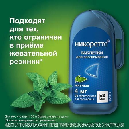 Фото Никоретте, таблетки для рассасывания 4 мг (мята), 20 шт.