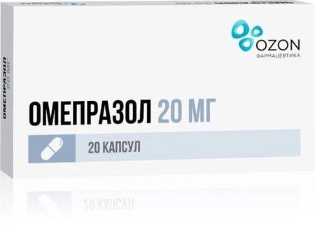 Фото Омепразол, капсулы кишечнорастворимые 20 мг, 20 шт.