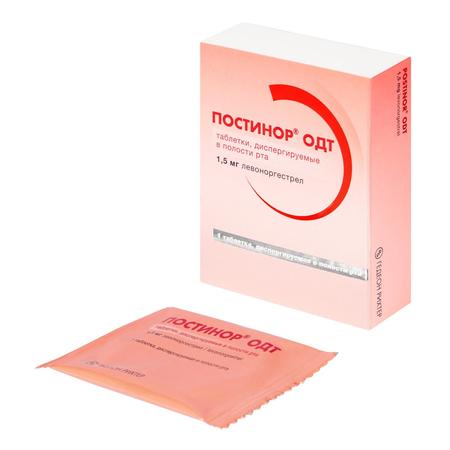 Фото Постинор ОДТ, таблетки диспергируемые в полости рта 1.5 мг, 1 шт.