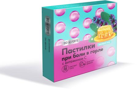 Фото Пастилки при боли в горле BioForte (шалфей/мед), 9 шт. Фото Пастилки при боли в горле BioForte (шалфей/мед), 9 шт.
