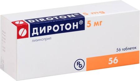 Фото Диротон, таблетки 5 мг, 56 шт.