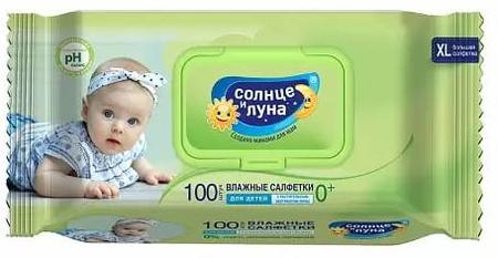 Фото Салфетки Солнце и Луна влажные для детей (экстракт липы), 100 шт.