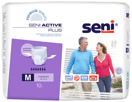 Фото Seni Active Plus, трусы впитывающие (М), 10 шт. Фото Seni Active Plus, трусы впитывающие (М), 10 шт.