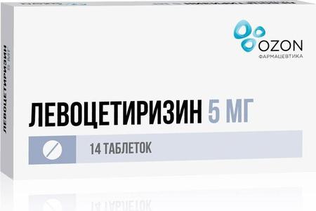 Фото Левоцетиризин, таблетки покрыт. плен. об. 5 мг, 14 шт. Фото Левоцетиризин, таблетки покрыт. плен. об. 5 мг, 14 шт.