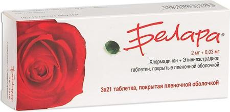 Фото Белара, таблетки покрыт. плен. об. 2 мг+0.03 мг, 63 шт.