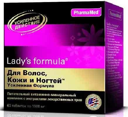 Фото Леди-с формула для волос, кожи и ногтей, таблетки 1000 мг, 60 шт.