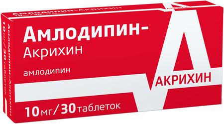 Фото Амлодипин-Акрихин, таблетки 10 мг, 30 шт.