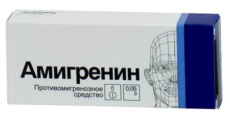 Фото Амигренин, таблетки покрыт. плен. об. 50 мг, 6 шт.