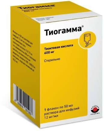 Фото Тиогамма, раствор для инфузий 1.2%, 50 мл Фото Тиогамма, раствор для инфузий 1.2%, 50 мл