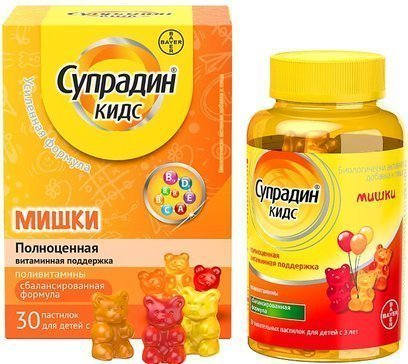 Фото Супрадин Кидс Мишки, пастилки жевательные, 30 шт.