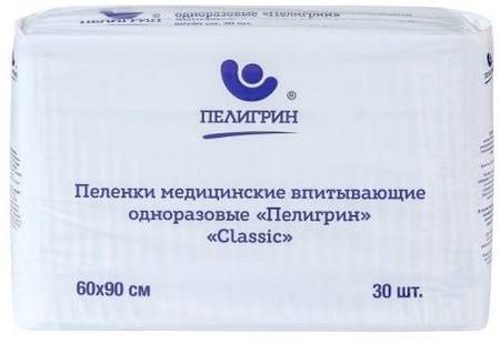 Фото Пелигрин Classic, пеленки одноразовые нестерильные, 60 см х 90 см, 30 шт.
